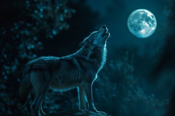 Rabid wolf howling at the moon
