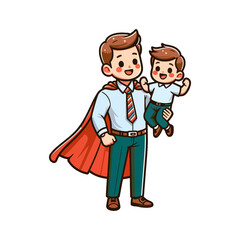 Fototapeta premium cute father hero concept for father's day icon character cartoon