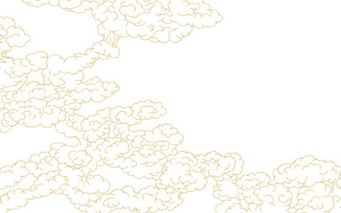 和風タッチ金色の雲の背景。