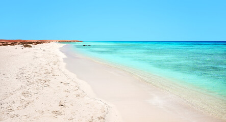 Beautiful sandy beach with turquoise water, Egypt.