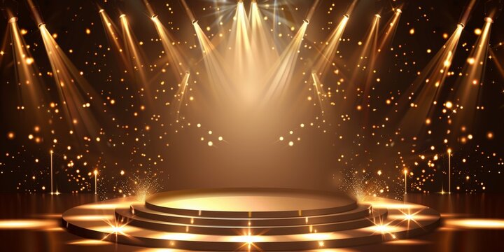 Abstract background. Vector illustration of a stage with lights. Shining, glowing. Suitable for presentations, events, and performances.