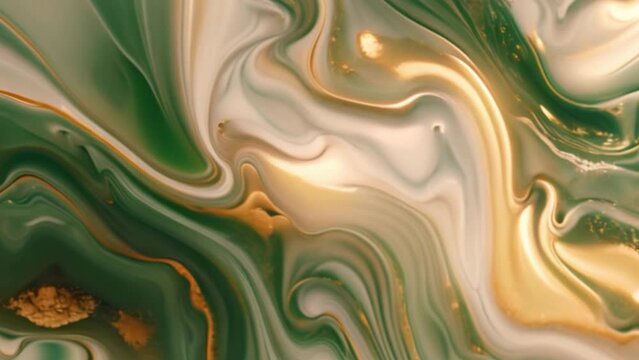 Detailed view of a green and gold marble showcasing intricate textures and vibrant colors.