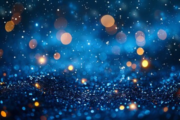 Close up of a blue background with many lights
