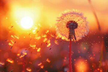 Dandelion backlit by sun