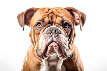Obraz premium English bulldog in studio setting against white backdrop, showcasing their playful and charming personalities in professional photoshoot.