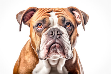 Obraz premium English bulldog in studio setting against white backdrop, showcasing their playful and charming personalities in professional photoshoot.