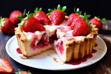 pie Charlotte with strawberries.  a healthy diet of fresh vegetables. AI generated