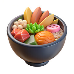 3D Vegetables and Health Food  Illustration on white background