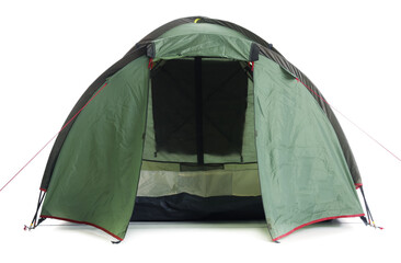 Green camping tent on white background © Pixel-Shot