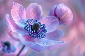 Pink flower with a blue center