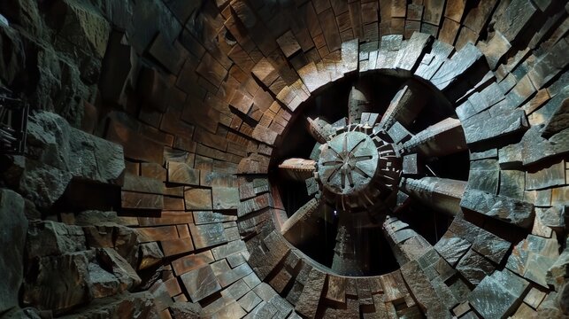 Surrounding the time capsule are walls of stone seemingly representing the timelessness of the Higgs boson.
