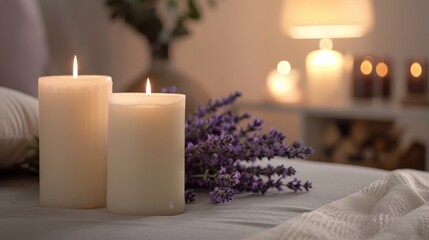 A calming atmosphere in a nursery with lavenderscented candles promoting a peaceful sleep for the baby.