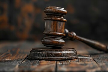 Wooden gavel on table