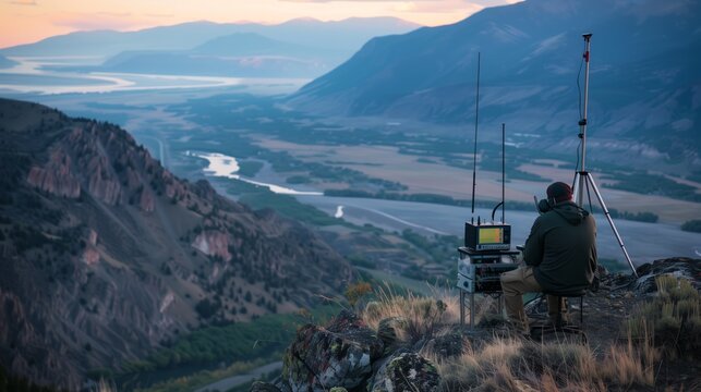 A serene mountain-top ham radio station offers breathtaking views and clearer signals from above the valley.