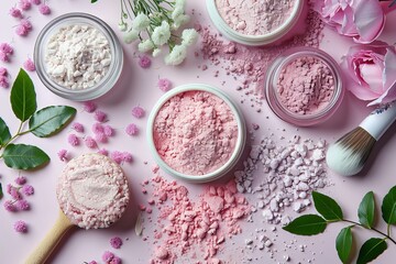 Pink table brush powder close up