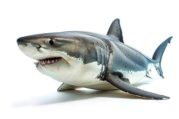 Naklejka premium A great white shark isolated on a white background