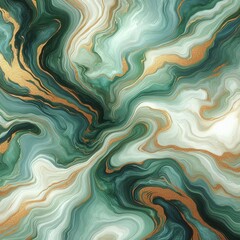 Obraz premium Luxurious Green and Gold Marbled Abstract Art
