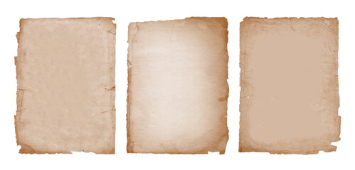 Vintage old paper sheets with torn ripped edges. The texture of antique paper or parchment	