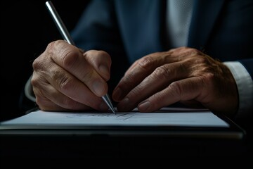 Person writing paper pen work write hand document