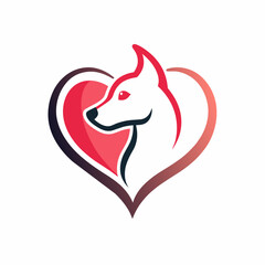 Dog love heart icon