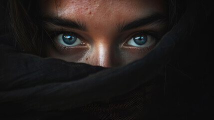 Naklejka premium Emerging Face of Woman from Dark 