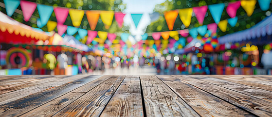 Colorful Bunting in Summer Garden, Festive Decoration for Outdoor Party, Bright and Cheerful Atmosphere