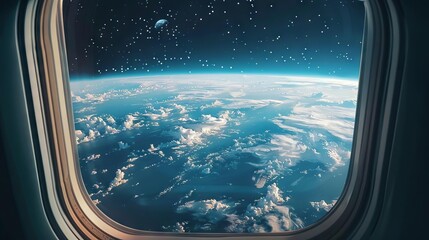 breathtaking view of earth from a spaceship window an interstellar odyssey digital art