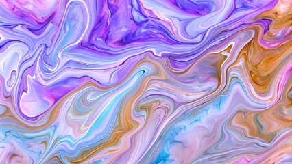 Abstract marbled acrylic paint ink painted waves painting texture colorful background banner - Bold colors, rainbow color swirls wave Generative AI