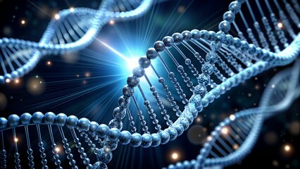 DNA strand on scientific Black background. 3d illustration