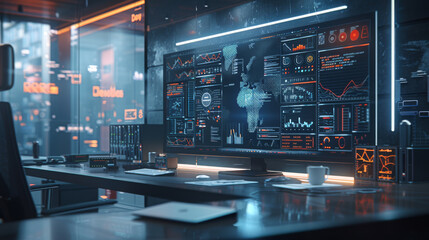 Sleek Minimalist Office with Virtual and Physical Blend
