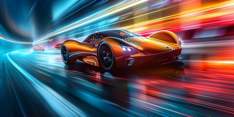 Speedy and Agile: Futuristic Car Inspired by Cheetahs Races Down Highway. Concept Car Design, Cheetah Inspiration, High Speed, Futuristic Features, Highway Racing