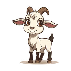 A white goat cartoon character vector illustration on transparent background