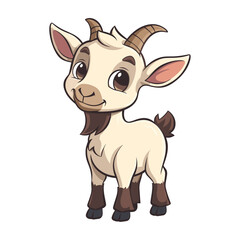 A white goat cartoon character vector illustration on transparent background