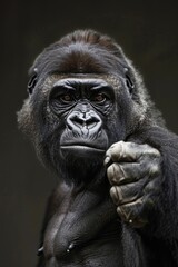 Obraz premium Gorilla Arm. Young Silverback Gorilla Catching a Banana