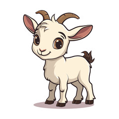 A white goat cartoon character vector illustration on transparent background