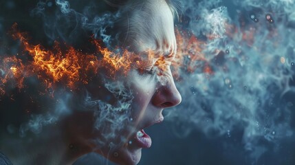 Person managing anger with techniques like counting to ten, calming scene