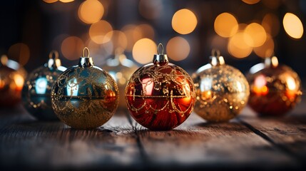 Christmas ornaments - bokeh lights and glittering details in close-up of festive, Christmas decoration
