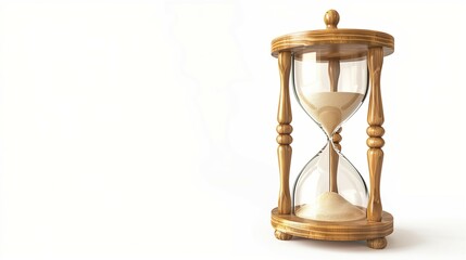 Sand running through a hourglass on a white background