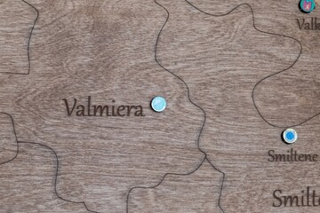 Wooden Map Highlighting Valmiera