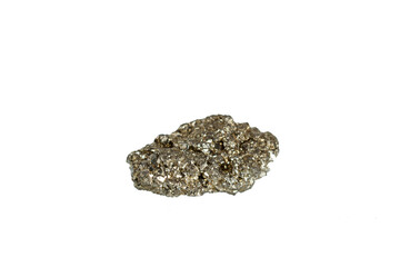 pyrite mineral stone macro on white background