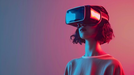 3d render Young woman using virtual reality