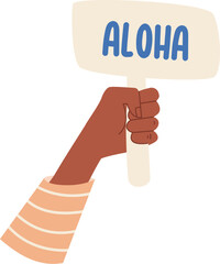 Hand Holding Aloha Banner