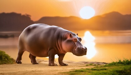 pygmy hippopotamus in a river