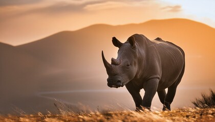 black rhino in the wild - Powered by Adobe