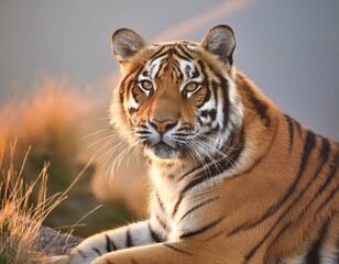 photograph of a Bengal tiger in its natural habitat