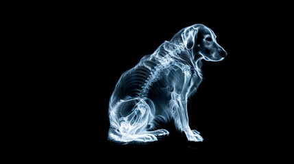 Naklejka premium Shadowed Pooch Contemplates Nightfall. Generative AI