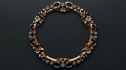 Fototapeta premium A gold framed circle with flowers on it