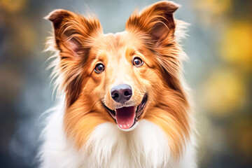 collie in studio setting against white backdrop, showcasing their playful and charming personalities in professional photoshoot.