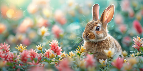 Easter Bunny in Pastel Colors with Carrots
