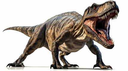 A large dinosaur with its mouth open, ready to eat